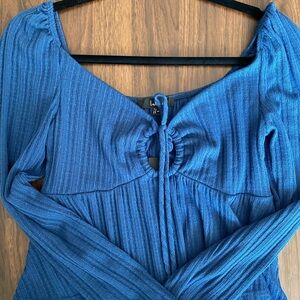 Lulu's Deep Blue Knit Crop Top